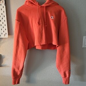 Champion Orange Cropped Sweater with Hood